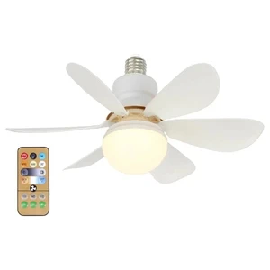 Modern 3 Color Dimming E27 Fan Lamp Led Ceiling Fan With Light and Remote Control for Living Room Bedroom Kitchen