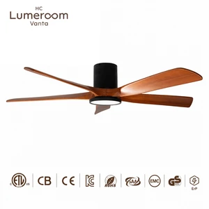 USA In Stock 60 Inch Flush Mount Ceiling Fan with Light Solid Wood Blades APP Remote Control Quiet DC Motor Dimmable LED