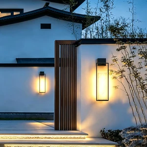 Modern Outdoor LED Wall Lamp Stainless Steel with Marble-Effect Shade Waterproof Long Strip for Entryway Front Door Lighting