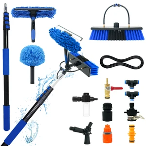 Multi-Functional Water Fed Extension Cleaning Kit,High Reach Telescopic Pole With Solar Panel Cleaning Brush & Window Cleaner
