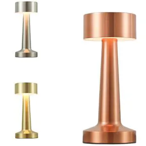 USB Port Bedside Table Lamp Battery Operated Cordless 3 Way Dimmable Light Dumbbell Shaped Cafe Decor Metal Rechargeable Bedside