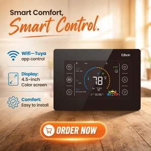 WiFi Enabled Electric Smart 24V Heat Pump Thermostat PVC HVAC Controller Easy Install for Energy Saving Floor Heating Systems