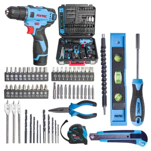FIXTEC Power Tools 12V Cordless Drill Tool Kit with 60pcs Accessories Hand Combo Set Electrical Maintenance for Electrician