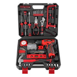 Hi-Spec 129-Piece 8V Comprehensive Portable Home Hand Tool Set Kit Electric Drill Power Tool Set for Auto Repair OEM ODM