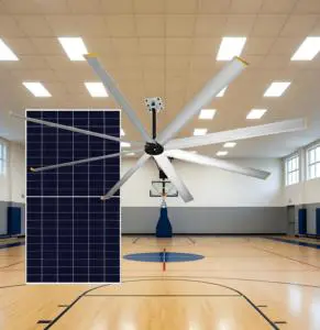 10FT Solar HVLS Ceiling Fan for Gym Sports Hall Basketball Court Fitness Center Commercial Building BLDC PMSM Energy Saving