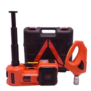 3661 12V DC Electric Hydraulic Floor Jack Tire Inflator Pump and LED Flashlight 3 in 1 Set With Electric Impact Wrench