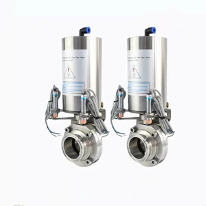 Stainless Steel Sanitary Pneumatic Butterfly Valve with Position Sensor for Water