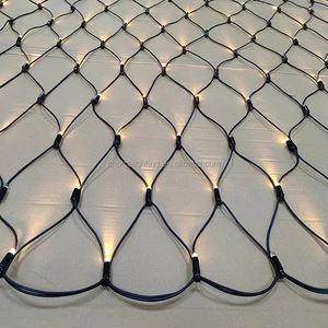 LED Mesh Net Lights Outdoor Black Rubber Cable Glue Filled Connectable Warm White IP67 Waterproof Commercial Grade Garden Bush
