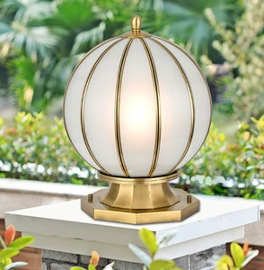 Factory Customized Modern LED E27 Copper Pillar Light Outdoor Garden Landscape Main Gate Column Lights