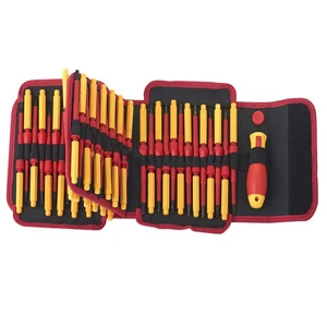 Insulated Screwdriver Set Durable for Workshop 10pcs VDE Precision with Pouch Bundle and Magnetic Tips in Professional Tool Kit