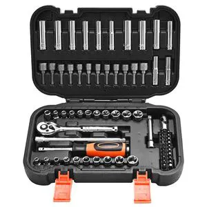 70-Piece 1/4 Inch Drive Socket Ratchet Set SAE Metric Deep Shallow Mechanic Tool Kit with Bits Ac