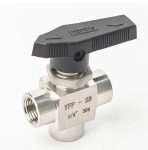 Stainless Steel 304 Internal Thread Three-way Ball Valve High Pressure Ball Valve Panel Type Three-way Ball Valve YFP-2B Female