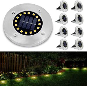 Waterproof 16 LED Solar Ground Lights Outdoor Cold White Solar Powered Disk Lights In-ground Pathway Garden Lights for Walkway