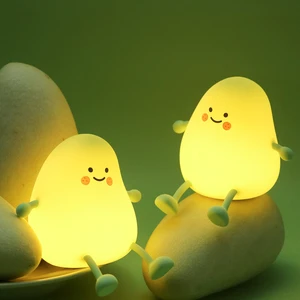LED Pear Silicone Lamp Night Light Living Room Bedroom Decoration Small Night Light Comfortable Safety Night Lamp