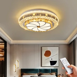 2026 New Model Modern Lighting LED K9 Crystal Embedded Metal Ceiling Light 3CCT Switch Control AC 120W Ra95 Luxury Bedroom IP44