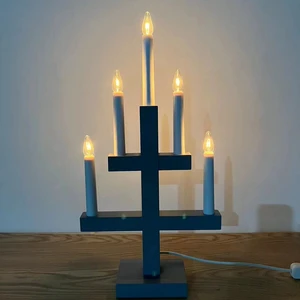 Chasing Light North Europe Christmas LED Candle Bridge Lamp Five Lights Wood Decoration Grey 24*8*47cm Indoor Lighting