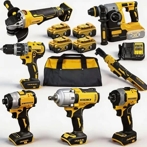 Professional Level 20V Brushless Tool Combination, High Endurance Battery Charger, Construction and Maintenance Tool Set