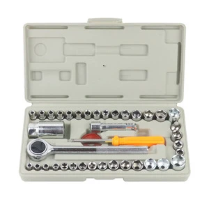 40Pcs /Set Wrench Kit Car Repair Ratchet Wrench Key Set 10mm Auto Maintenance Tire Removal Sleeve Spanner Set Tool Socket Wrench