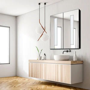 Modern Hotel Use 3 Dimmable Color LED Lighted Vanity Bathroom Mirror with Smart Touch Sensor Aluminum Alloy