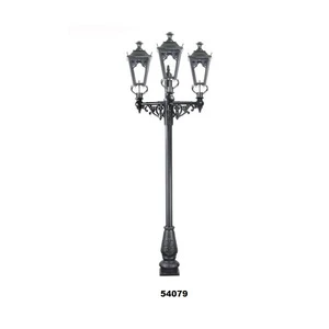 Black High Pole 3-Head Waterproof Classic Street Light with Clear Glass for Backyard Patio Garden Lawn Pathway Driveway