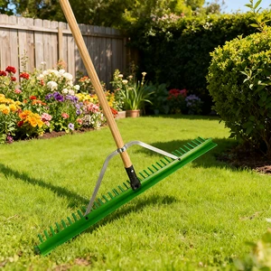 GIYU Factory Direct Garden Farming Tools 36 Tooth Wooden Handle Grass Landscape Rakes 36