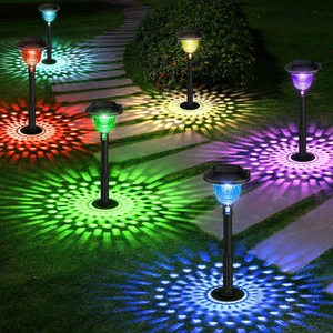 Outdoor Ip65 Waterproof Garden RGB Lawn Ground Lamp Solar Lawn Light for Yard Path Patio