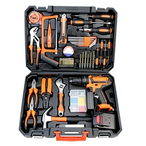 21V Cordless Drill Set 48PCS Household Power Tool Kit with Electric Drill and Hand Tools Box for Home DIY Maintenance Repair