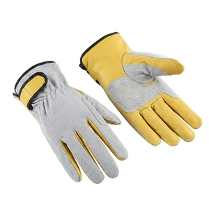 Custom Pigskin Leather Gardening Gloves For Men Women Breathable Flexible Anti-slip Outdoor Safety Ambidextrous Construction