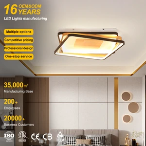 Double Layer Adjustable Hanging Height Modern Living Room Wood Home Led Ceiling Lamps Indoor Led Ceiling Light