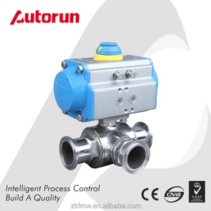 Stainless Steel Three-way Food Grade Pneumatic Ball Valve