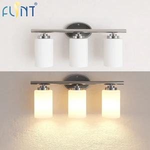 Modern Indoor Wall Lamp 3 Lights Brushed Nickel Vanity Light With Clear/Frosted Glass Shades For Bathroom Mirror Lighting