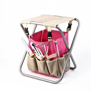 Stainless Steel Multi Outdoor Garden Hand Tool Kit with Bag Folding Chair Set