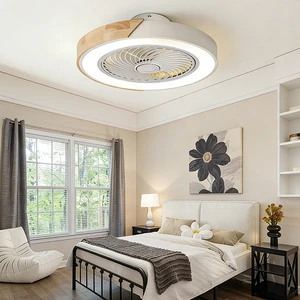 Modern 5 Blades 6-Speed LED Low Profile Ceiling Fan Light Remote Control DC Motor 3CCT Decorative Energy Efficient Dimmable