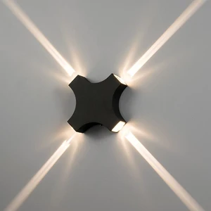 Modern Cross LED Wall Light Concentrated Beam 4-Head Waterproof Outdoor Garden Wall Lamp Aluminum Construction Tempered Glass