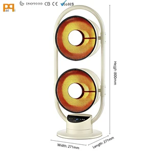 Infrared Electric Ceramic Heater Fan Energy Saving Overheat Tip-Over Protection Lighting Freestanding Adjustable Remote Control