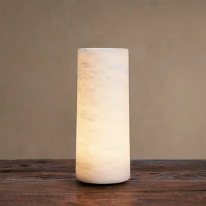 Spanish Natural Alabaster Light Aluminum LED Modern Minimalist Table Lamp for Villa Hotel Home Bedroom Interiors Custom UL ETL