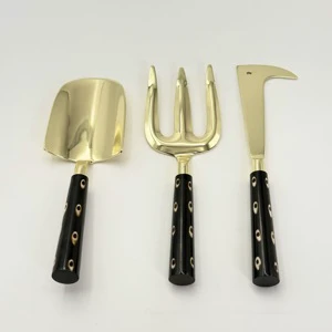 New Arrival Modern Garden Accessories 3pcs Set Resin Handle Metal Garden Hand Tool with Rake Fork Knife & Shovel in Lowest Price