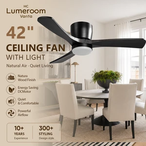 USA In Stock 42 Inch DC Motor Ceiling Fan with Light and Remote, Solid Wood Flush Mount Low Profile Ceiling Fan