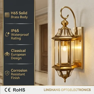 Modern Minimalist All-Copper Waterproof Outdoor Wall Lamp with LED Light for Villa Entrance Perimeter Wall Courtyard & Corridor