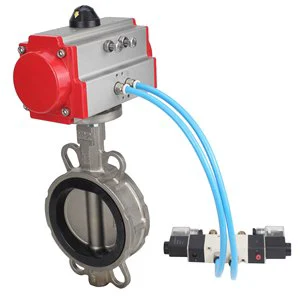 DNOVA Butterfly Valve Stainless Steel AISI 304 Compact Flanged 16 Bar Pneumatic