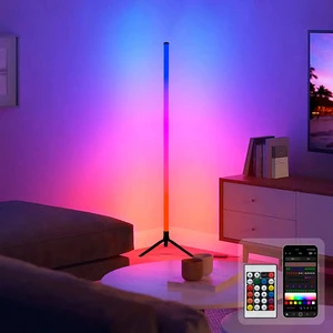 Modern E27 RGB LED Floor Lamp 103cm with Remote Control Adjustable Height Aluminum Construction Assorted Colors Dimmable CRI 80