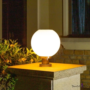 Solar Pillar Lights LED Outdoor Garden Lights Timer Solar Lights Round Ball Solar Globe Lamp Stainless Steel Solar Gate Lamp