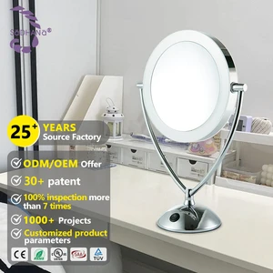 Double Sided Mirror Station Home Magnify Customized Service Table Free Standing Makeup Stand LED Bathroom Mirror