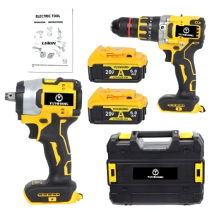 20v 4ah 5ah 6ah DW Portable Power Drill Impact Wrench 2pcs Combo Kits Brushless Power Tool Kits Combination Tool Set