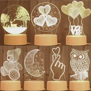 Kanlong Customized 3D LED Night Light Acrylic Lamp Gift Table Lamp Creative USB Custom Pattern for Bedroom Home Sleep Decoration