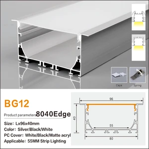 Office Corridor Ceiling Lights Solution Slim LED Profile Light White PC Cover Flush Mount Anodized Aluminum Alloy Customizable