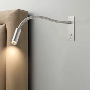 LED Gooseneck Reading Light Hotel Reading Light Headboard Hotel Bedside Reading Lamp Black Brass Wall Light Luxury