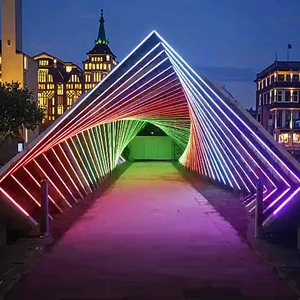 Interactive RGB Large 3D Tunnel Light Christmas LED Decorative Arch Motif for Landscape IP65 Rating