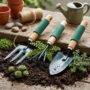 Non-Slip Handle 3 Pieces Heavy Duty Aluminum Alloy Outdoor Gardening Basic Tool Kit Garden Set Tools