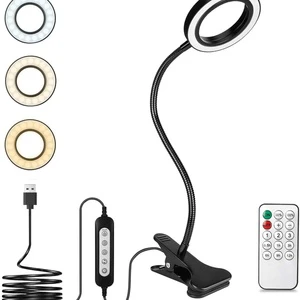 OEM Indoor Lighting Desk Lamps 120mm 3 Colors USB Clip Circle Portable Desk Table Light With Remote